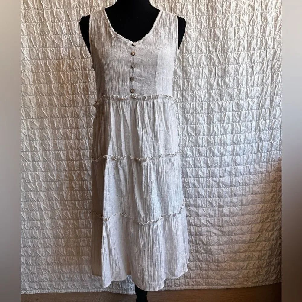 NAÏF lined tiered ivory rayon sundress